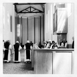 Monks chanting the noon hour. 